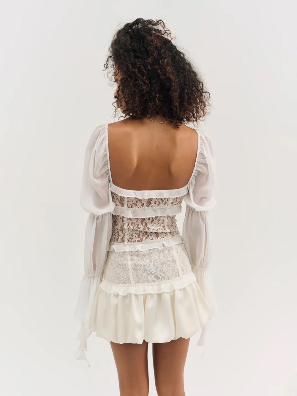 For Love And Lemons | Lea Lace Long Sleeve Mini Dress | White | Large | NWT - Picture 5 of 5